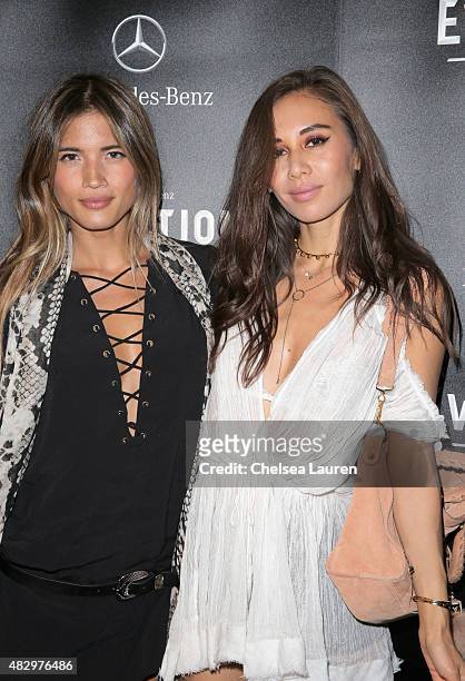 Model Rocky Barnes and fashion blogger/photographer Rumi Neely attend the Mercedes-Benz 2015 Evolution Tour on August 4, 2015 in Los Angeles,...