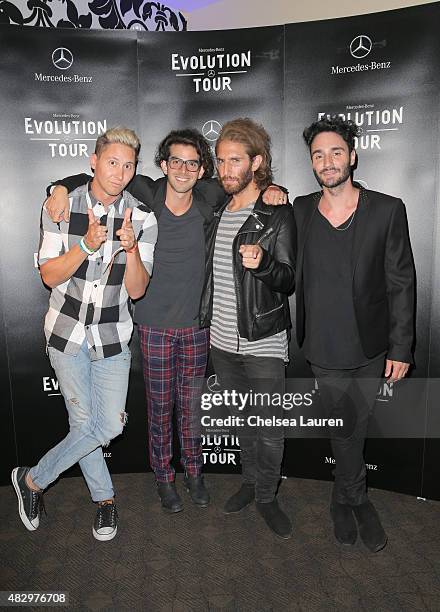 Musicians Beau Kuther, Joe Intile, Sean Scanlon and Mike Kamerman of the band Smallpools attend the Mercedes-Benz 2015 Evolution Tour on August 4,...