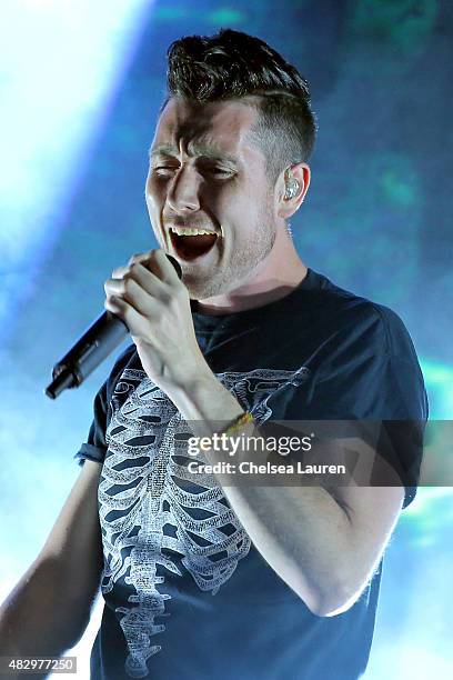 Musician Dan Smith of Bastille performs onstage during the Mercedes-Benz 2015 Evolution Tour on August 4, 2015 in Los Angeles, California.