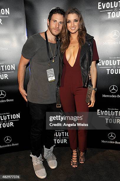 Visual artist Gregory Siff and model Alyssa Arce attend the Mercedes-Benz 2015 Evolution Tour on August 4, 2015 in Los Angeles, California.