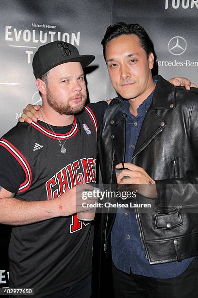 Musician Ben Thatcher of Royal Blood and nightlife entrepreneur Mark Houston attend the Mercedes-Benz 2015 Evolution Tour on August 4, 2015 in Los...