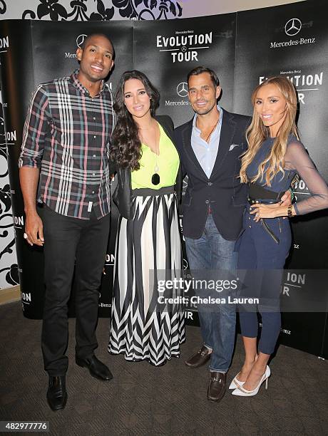 Player Al Horford, actress Amelia Vega, tv personalities Bill Rancic and Giuliana Rancic attend the Mercedes-Benz 2015 Evolution Tour on August 4,...