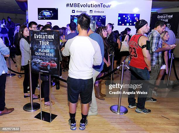 Guests attend the Mercedes-Benz 2015 Evolution Tour on August 4, 2015 in Los Angeles, California.