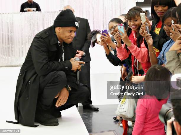 Actor/ singer Tristan 'Mack' Wilds performs at Macy's Herald Square on April 5, 2014 in New York City.