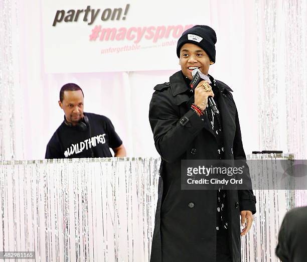Actor/ singer Tristan 'Mack' Wilds performs at Macy's Herald Square on April 5, 2014 in New York City.
