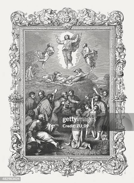 transfiguration (1519/20) by raphael, published in 1878 - republic of karelia russia stock illustrations