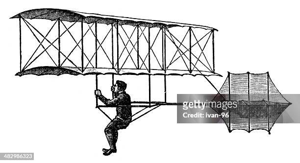 hang-glider - old machinery stock illustrations