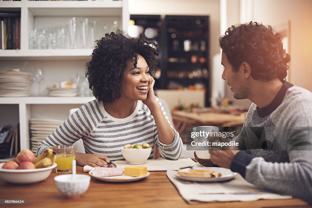 Enjoying a leisurely breakfast together