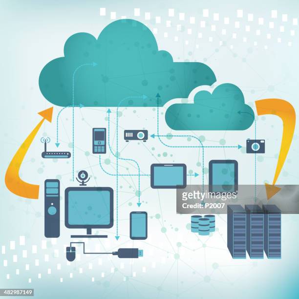 cloud computing and computer network concept - computer network diagram stock illustrations