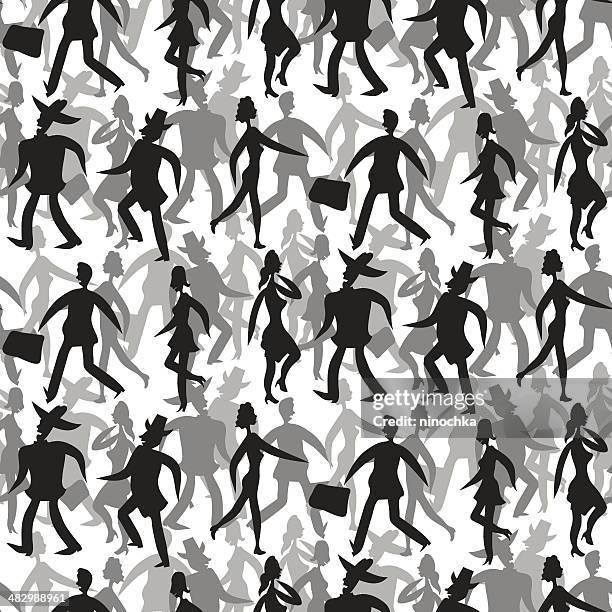 people pattern - commuters crowd stock illustrations