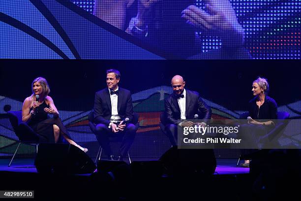 Barbara Kendall, Rob Waddell, DJ Forbes and Anita Punt speak at the NZ Olympic Gala Dinner celebrating one year to go untill the 2016 Summer Olympics...