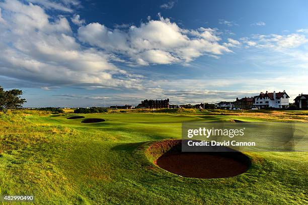 The approach to the green on the 542 yards par 5, 16th hole 'Well' on the Old Course at Royal Troon the venue for the 2016 Open Championship on July...