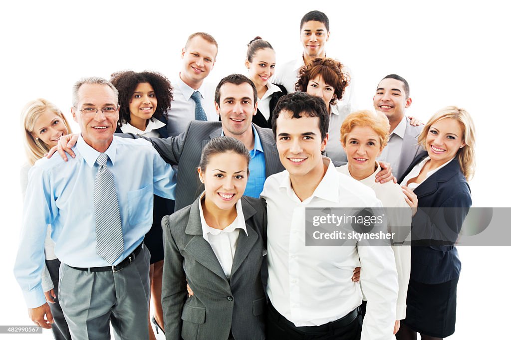 Portrait of a large group business people.