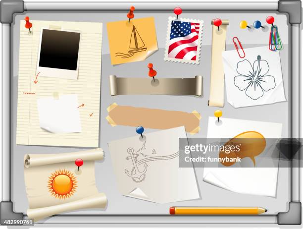 holiday bulletin board - empty office space dawn stock illustrations