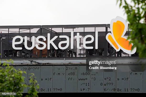 Logo sits on display outside the headquarters of Euskaltel SA at the Biscay Technology Park in Barakaldo, Spain, on Tuesday, Aug. 4., 2015....