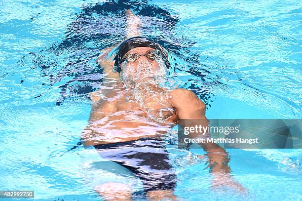 Mateo Gonzalez of Mexico competes in the Men's 200m Individual Medley heats on day twelve of the 16th FINA World Championships at the Kazan Arena on...