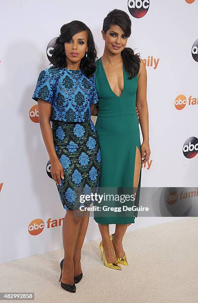 Actors Kerry Washington and Priyanka Chopra arrive at the Disney ABC Television Group's 2015 TCA Summer Press Tour on August 4, 2015 in Beverly...