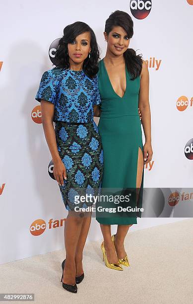Actors Kerry Washington and Priyanka Chopra arrive at the Disney ABC Television Group's 2015 TCA Summer Press Tour on August 4, 2015 in Beverly...