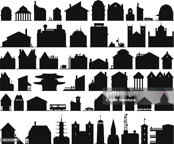 ilustraciones, imágenes clip art, dibujos animados e iconos de stock de cincuenta y edificios - castillo estructura de edificio