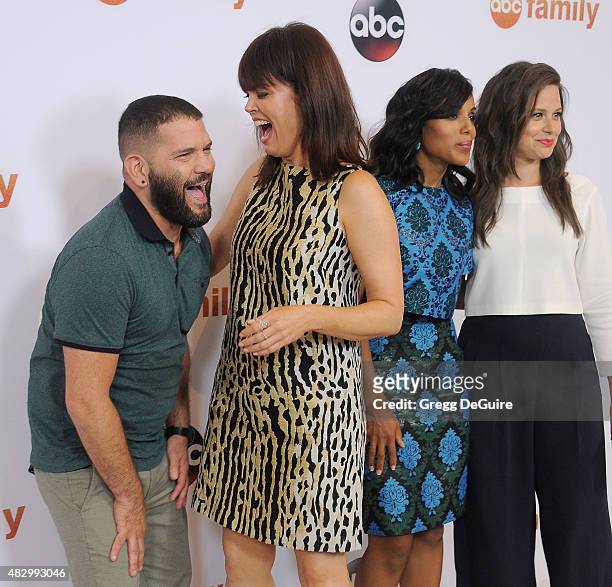 Actors Guillermo Daz, Bellamy Young, Kerry Washington and Katie Lowes arrive at the Disney ABC Television Group's 2015 TCA Summer Press Tour on...