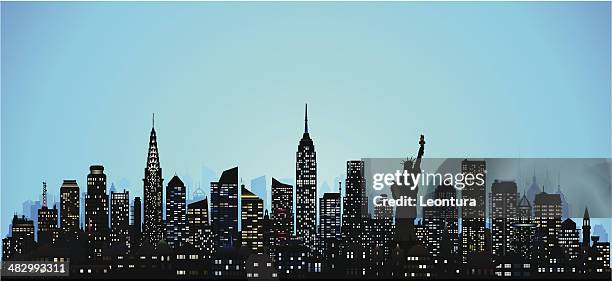 sehr detaillierte new york (124 gebäude) - statue of liberty new york city stock-grafiken, -clipart, -cartoons und -symbole