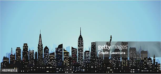 incredibly detailed new york (124 buildings) - new york skyline stock illustrations