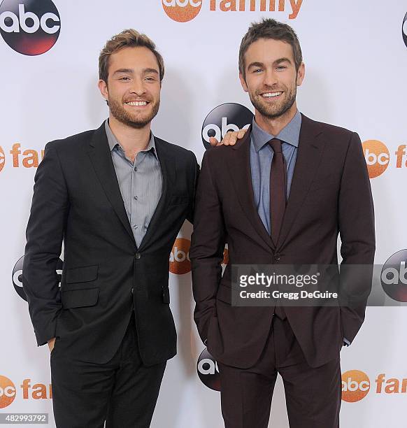 Actors Ed Westwick and Chace Crawford arrive at the Disney ABC Television Group's 2015 TCA Summer Press Tour on August 4, 2015 in Beverly Hills,...