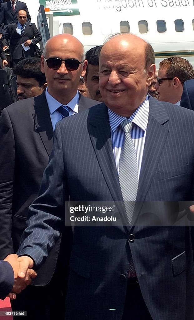 Yemeni President Abd Rabbuh Mansour Hadi arrives in Cairo