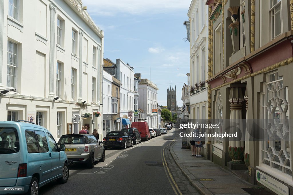 Historic Streets Of Penzance Town Centre Cornwall High Res Stock Photo historic-streets-of-penzance-town-centre-cornwall-high-res-stock-photo