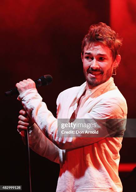 Daniel Johns performs live during the David Jones Spring/Summer 2015 Fashion Launch on August 5, 2015 in Sydney, Australia.