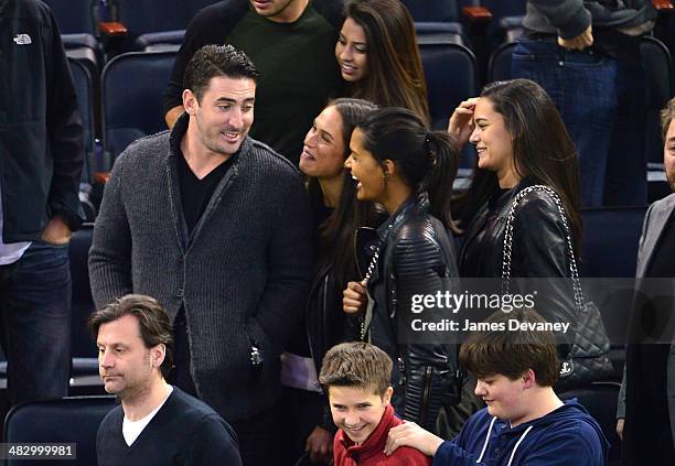 Matt Harvey and Asha Leo attend Ottawa Senators vs New York Rangers game at Madison Square Garden on April 5, 2014 in New York City.