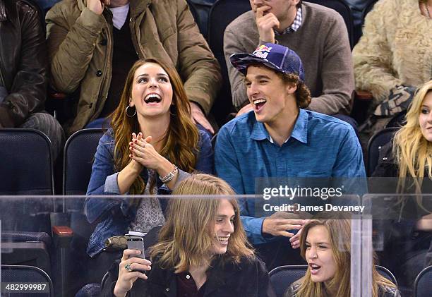 Annie Rogers and Nick Goepper attend Ottawa Senators vs New York Rangers game at Madison Square Garden on April 5, 2014 in New York City.