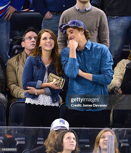 Annie Rogers and Nick Goepper attend Ottawa Senators vs New York Rangers game at Madison Square Garden on April 5, 2014 in New York City.