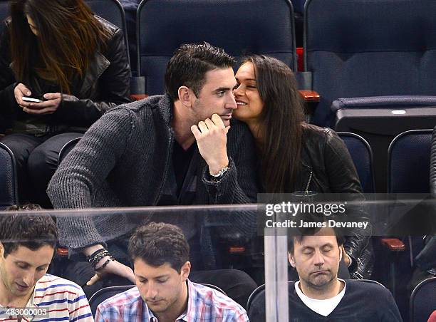 Matt Harvey and Asha Leo attend Ottawa Senators vs New York Rangers game at Madison Square Garden on April 5, 2014 in New York City.