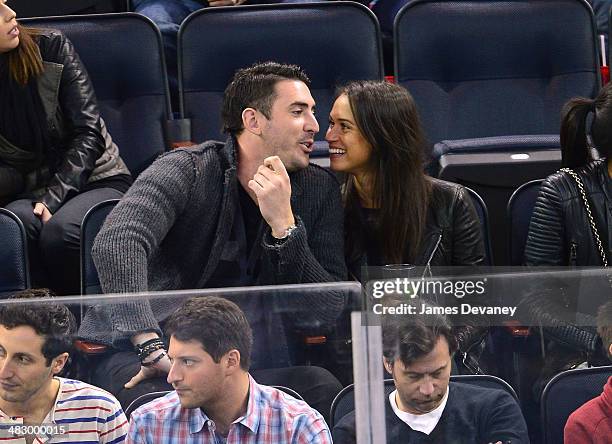 Matt Harvey and Asha Leo attend Ottawa Senators vs New York Rangers game at Madison Square Garden on April 5, 2014 in New York City.