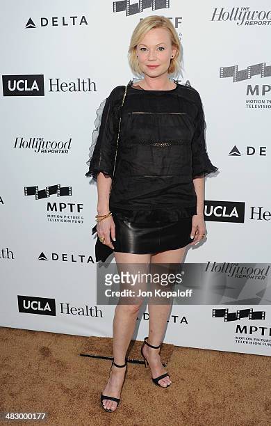 Actress Samantha Mathis arrives at the MPTF Reel Stories, Real Lives Event at Milk Studios on April 5, 2014 in Los Angeles, California.