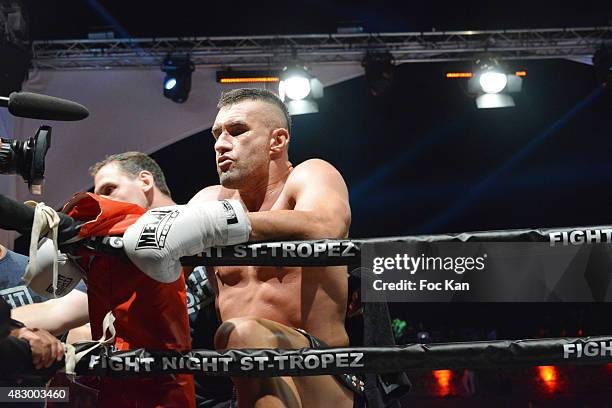 Kick boxing champion Jerome Le Banner attends the 'Fight Night 2015' Gala Show at La Citadelle de Saint Tropez on on August 4, 2015 in Saint-Tropez,...