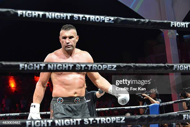 Kick boxing champion Jerome Le Banner attends the 'Fight Night 2015' Gala Show at La Citadelle de Saint Tropez on on August 4, 2015 in Saint-Tropez,...