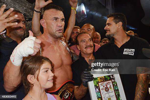 Kick boxing champion Jerome Le Banner and guests attend the finale of 'Fight Night 2015' Gala Show at La Citadelle de Saint Tropez on on August 4,...