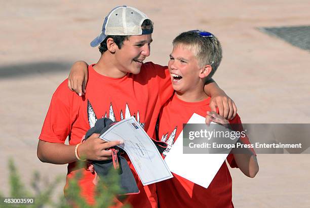 Felipe Juan Froilan de Todos los Santos Marichalar and Miguel Urdangarin are seen on July 31, 2015 in Palma de Mallorca, Spain.