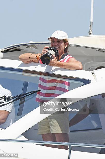 Princess Elena of Spain on board of the Somny during the 34th Copa del Rey Mapfre Sailing Cup day 3 on August 5, 2015 in Palma de Mallorca, Spain.