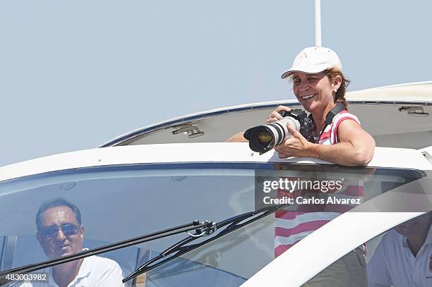 Princess Elena of Spain on board of the Somny during the 34th Copa del Rey Mapfre Sailing Cup day 3 on August 5, 2015 in Palma de Mallorca, Spain.