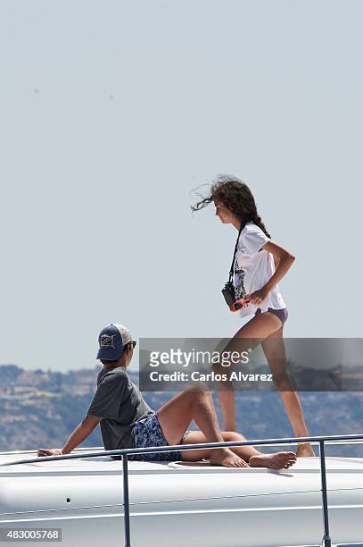 Felipe Juan Froilan Marichalar and Victoria Federica Marichalar on board of the Somny during the 34th Copa del Rey Mapfre Sailing Cup day 3 on August...