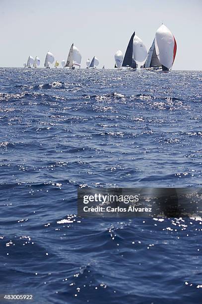 Sailing boats compete during a leg of the 34th Copa del Rey Mapfre Sailing Cup - Day 3 on August 5, 2015 in Palma de Mallorca, Spain.