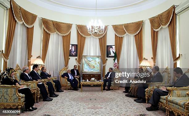 Secretary of Iran's Supreme National Security Council Ali Shamkhani meets Syrian Foreign Minister Walid Muallem in the foreign ministry building in...