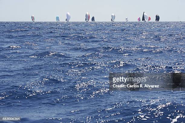 Sailing boats compete during a leg of the 34th Copa del Rey Mapfre Sailing Cup - Day 3 on August 5, 2015 in Palma de Mallorca, Spain.