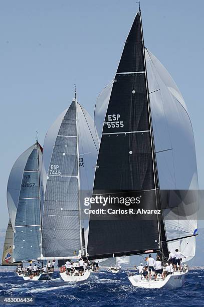 Sailing boats compete during a leg of the 34th Copa del Rey Mapfre Sailing Cup - Day 3 on August 5, 2015 in Palma de Mallorca, Spain.