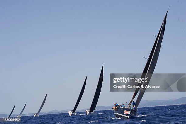 Sailing boats compete during a leg of the 34th Copa del Rey Mapfre Sailing Cup - Day 3 on August 5, 2015 in Palma de Mallorca, Spain.