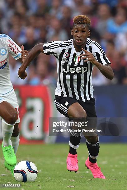 Kingsley Coman of Juventus FC in action during the preseason friendly match between Olympique de Marseille and Juventus FC at Stade Velodrome on...