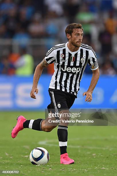 Claudio Marchisio of Juventus FC in action during the preseason friendly match between Olympique de Marseille and Juventus FC at Stade Velodrome on...